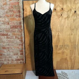 Vintage 90s Dave & Johnny Formal Velvet Black Maxi Dress Sz 8